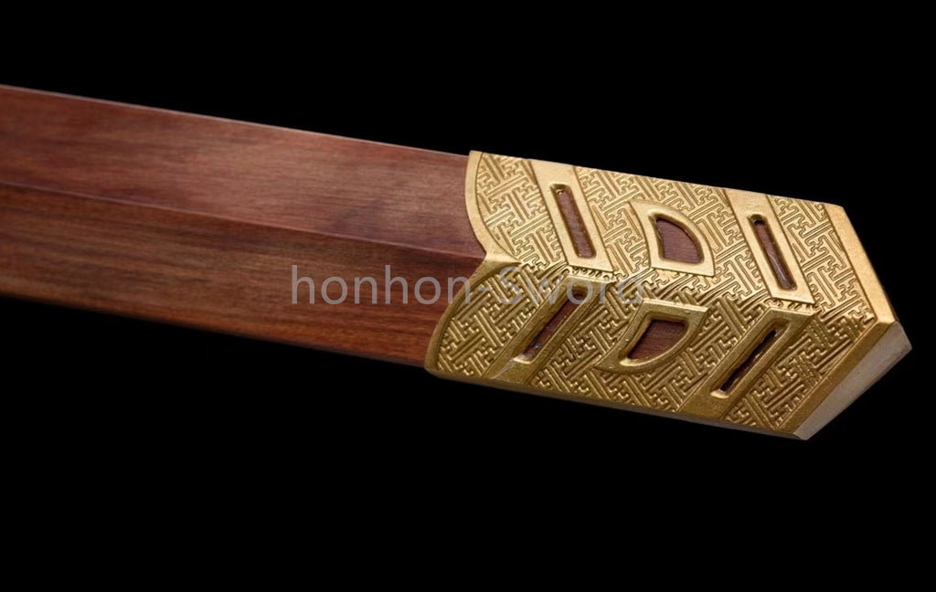 Japanisches Samurai-Schwert Katana aus schwarzem gefaltetem Stahl, Full Tang, handgefertigt, scharfe Klinge, schwarz 