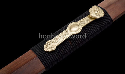 Japanisches Samurai-Schwert Katana aus schwarzem gefaltetem Stahl, Full Tang, handgefertigt, scharfe Klinge, schwarz 