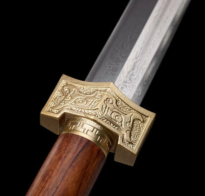 Japanisches Samurai-Schwert Katana aus schwarzem gefaltetem Stahl, Full Tang, handgefertigt, scharfe Klinge, schwarz 