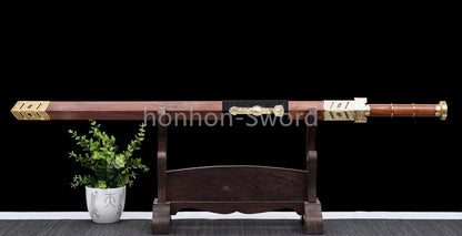 Japanisches Samurai-Schwert Katana aus schwarzem gefaltetem Stahl, Full Tang, handgefertigt, scharfe Klinge, schwarz 