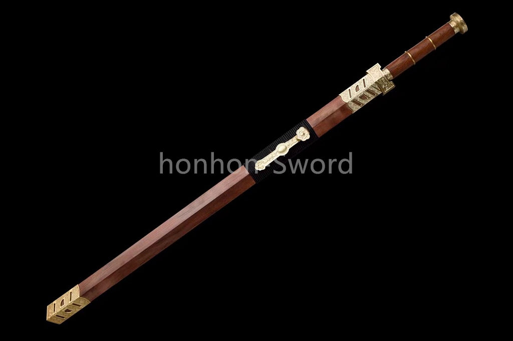Japanisches Samurai-Schwert Katana aus schwarzem gefaltetem Stahl, Full Tang, handgefertigt, scharfe Klinge, schwarz 