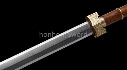 Japanisches Samurai-Schwert Katana aus schwarzem gefaltetem Stahl, Full Tang, handgefertigt, scharfe Klinge, schwarz 