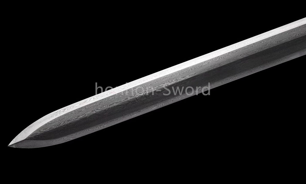Japanisches Samurai-Schwert Katana aus schwarzem gefaltetem Stahl, Full Tang, handgefertigt, scharfe Klinge, schwarz 