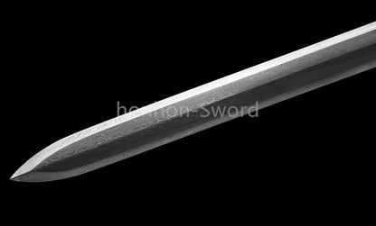 Japanisches Samurai-Schwert Katana aus schwarzem gefaltetem Stahl, Full Tang, handgefertigt, scharfe Klinge, schwarz 