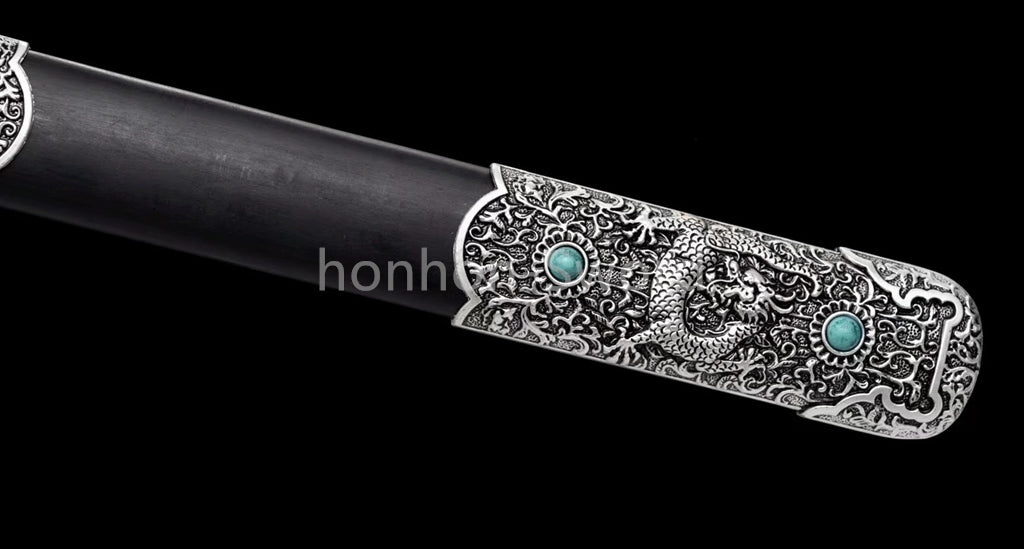 Épée de samouraï japonaise en acier plié noir, katana, lame tranchante faite à la main, noire 