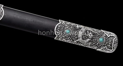 Épée de samouraï japonaise en acier plié noir, katana, lame tranchante faite à la main, noire 