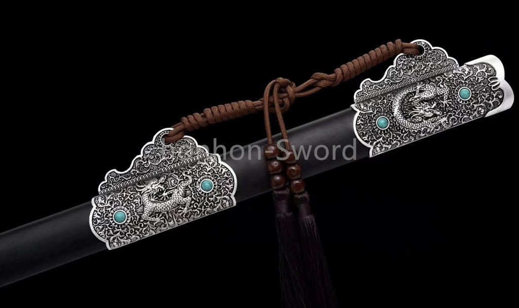 Épée de samouraï japonaise en acier plié noir, katana, lame tranchante faite à la main, noire 