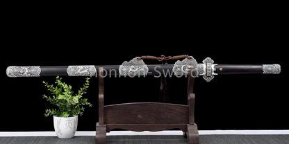 Épée de samouraï japonaise en acier plié noir, katana, lame tranchante faite à la main, noire 