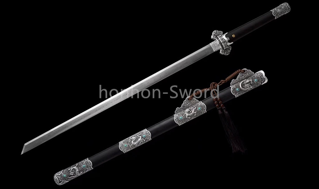 Épée de samouraï japonaise en acier plié noir, katana, lame tranchante faite à la main, noire 