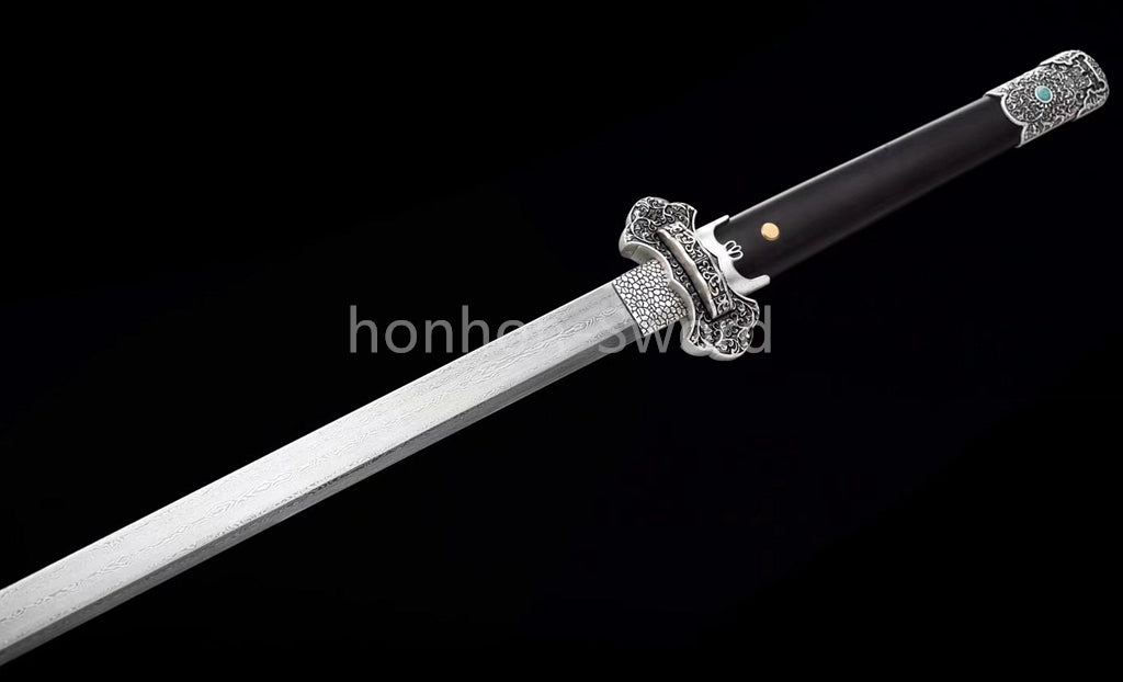 Épée de samouraï japonaise en acier plié noir, katana, lame tranchante faite à la main, noire 