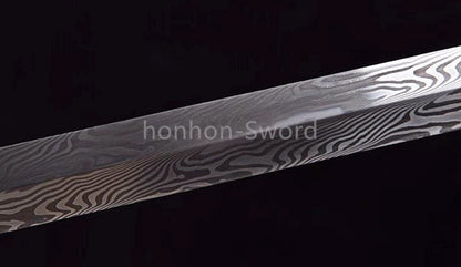 26inch Chinese Sword Qing Dynasty Jian 清剑 Folded Steel Gold-plated Brass Tsuba Double Edge Sharp
