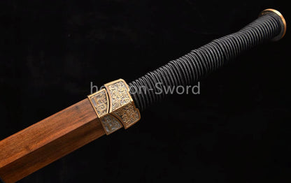 28inch Folded Steel Chinese Han Dynasty Jian 汉剑 Double Edge Chinese Jian Sword Brass Tsuba