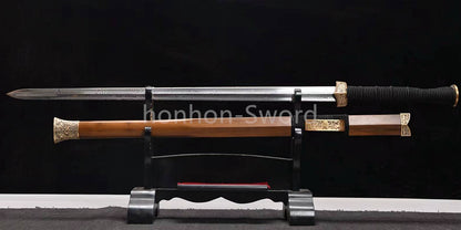28inch Folded Steel Chinese Han Dynasty Jian 汉剑 Double Edge Chinese Jian Sword Brass Tsuba