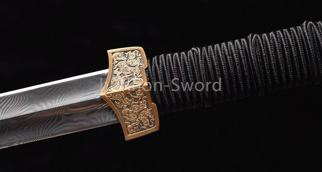 28inch Folded Steel Chinese Han Dynasty Jian 汉剑 Double Edge Chinese Jian Sword Brass Tsuba