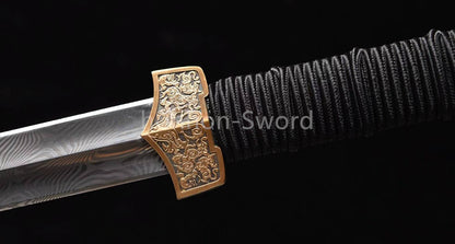 28inch Folded Steel Chinese Han Dynasty Jian 汉剑 Double Edge Chinese Jian Sword Brass Tsuba