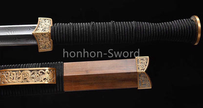 28inch Folded Steel Chinese Han Dynasty Jian 汉剑 Double Edge Chinese Jian Sword Brass Tsuba