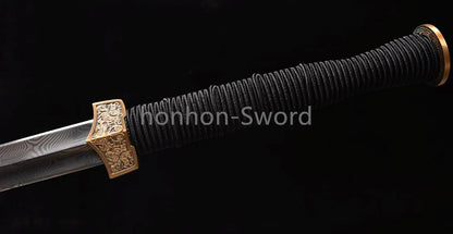28inch Folded Steel Chinese Han Dynasty Jian 汉剑 Double Edge Chinese Jian Sword Brass Tsuba