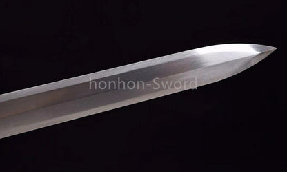 Épée Nagamaki en acier à ressort, véritable épée de samouraï japonaise, forgée à la main pour la bataille, noire, 9260 