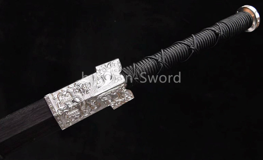 Épée Nagamaki en acier à ressort, véritable épée de samouraï japonaise, forgée à la main pour la bataille, noire, 9260 