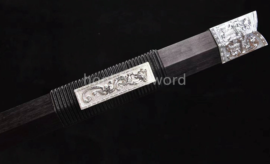 Épée Nagamaki en acier à ressort, véritable épée de samouraï japonaise, forgée à la main pour la bataille, noire, 9260 