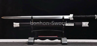 Épée Nagamaki en acier à ressort, véritable épée de samouraï japonaise, forgée à la main pour la bataille, noire, 9260 