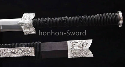 Épée Nagamaki en acier à ressort, véritable épée de samouraï japonaise, forgée à la main pour la bataille, noire, 9260 