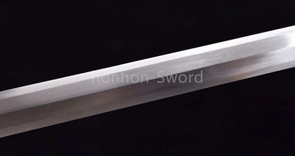 Épée Nagamaki en acier à ressort, véritable épée de samouraï japonaise, forgée à la main pour la bataille, noire, 9260 