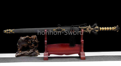 9260 Nagamaki-Schwert aus Federstahl, japanisches echtes Samurai-Schwert, Handschmiedearbeit für den Kampf, schwarz 