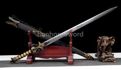 9260 Nagamaki-Schwert aus Federstahl, japanisches echtes Samurai-Schwert, Handschmiedearbeit für den Kampf, schwarz 