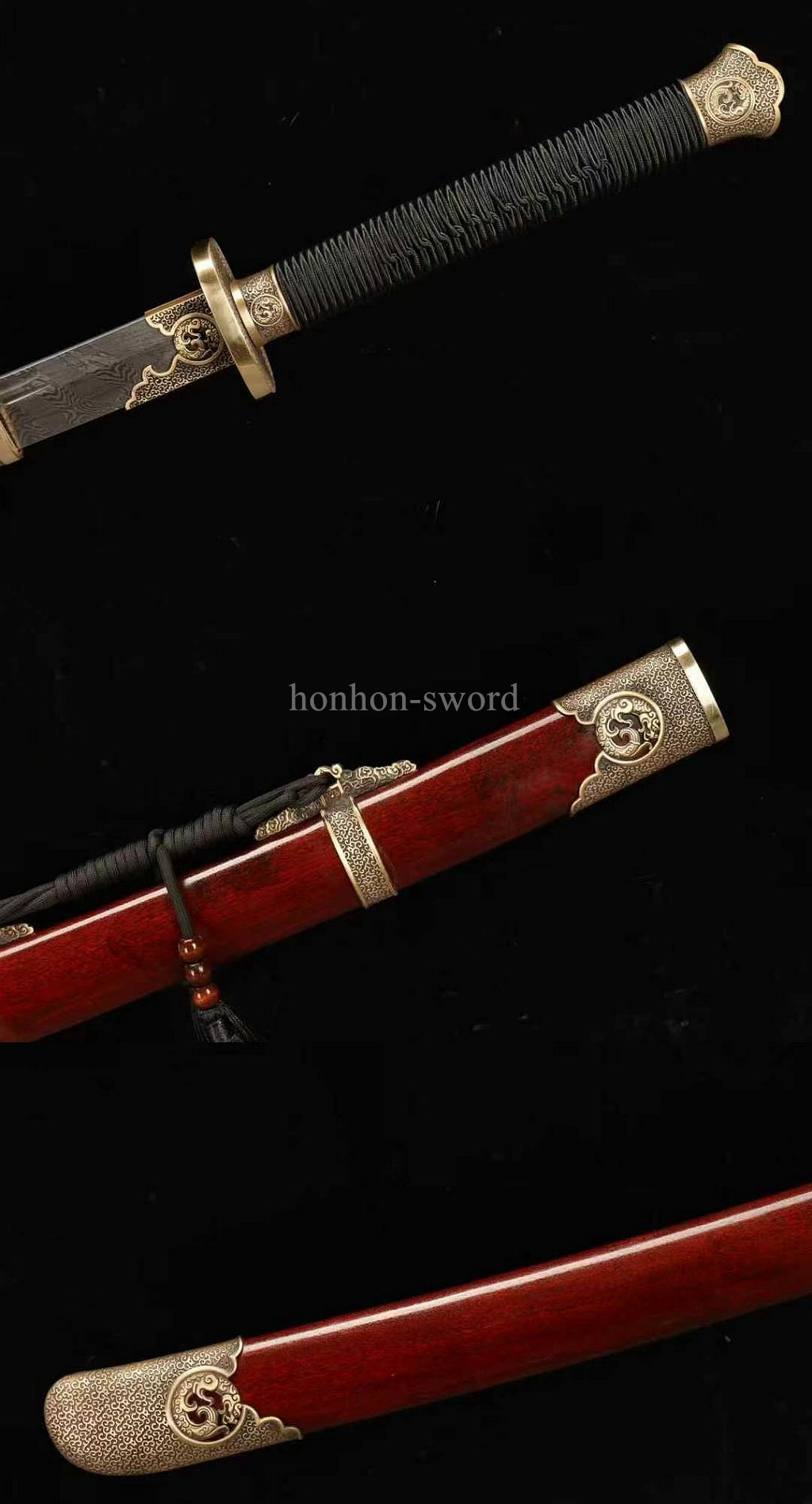 Folded Steel Twisted Pattern Chinese Dao 绣春刀 Real Sword Brass Sharp for Display.