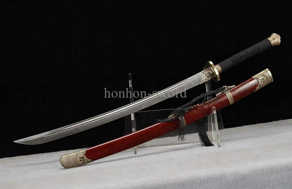 Folded Steel Twisted Pattern Chinese Dao 绣春刀 Real Sword Brass Sharp for Display.