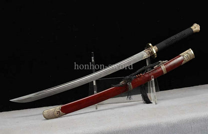 Folded Steel Twisted Pattern Chinese Dao 绣春刀 Real Sword Brass Sharp for Display.