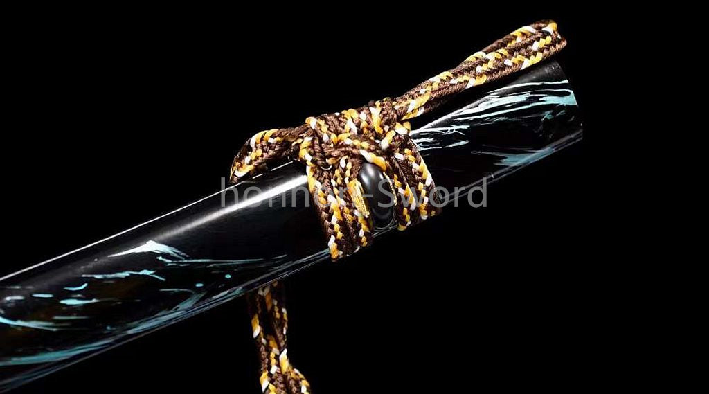 Katana à lame bleue en acier à haute teneur en carbone 1095, épée de samouraï japonais, épée complète noire 