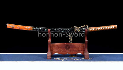 Katana à lame bleue en acier à haute teneur en carbone 1095, épée de samouraï japonais, épée complète noire 