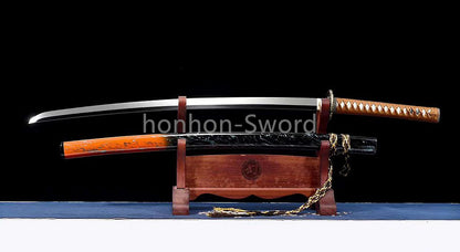 Katana à lame bleue en acier à haute teneur en carbone 1095, épée de samouraï japonais, épée complète noire 