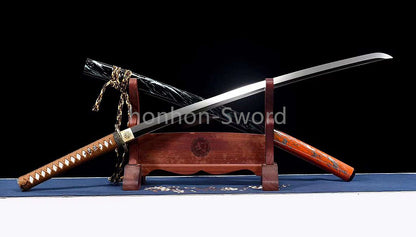 Katana à lame bleue en acier à haute teneur en carbone 1095, épée de samouraï japonais, épée complète noire 