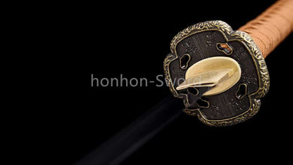 Katana à lame bleue en acier à haute teneur en carbone 1095, épée de samouraï japonais, épée complète noire 
