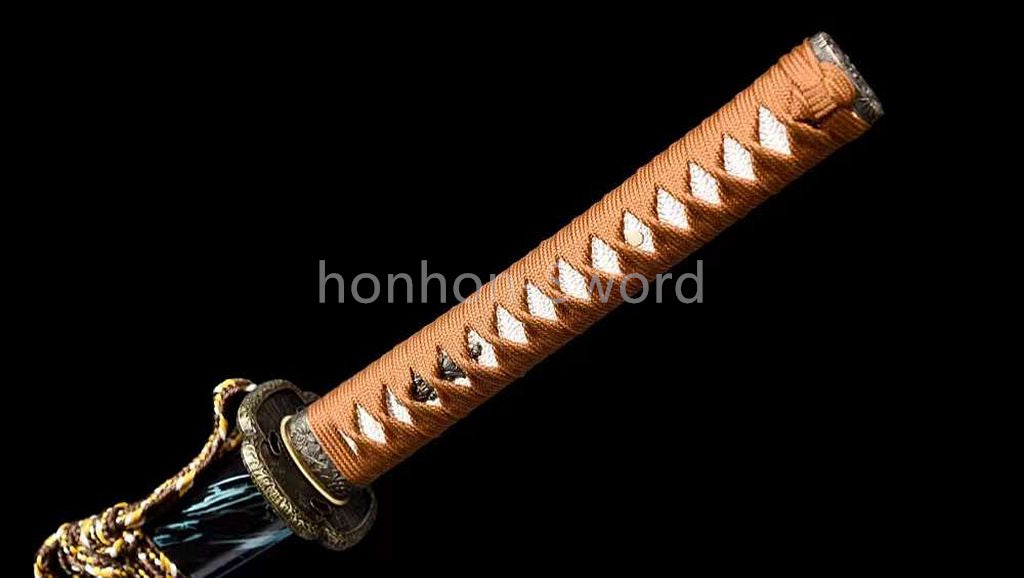 Katana à lame bleue en acier à haute teneur en carbone 1095, épée de samouraï japonais, épée complète noire 