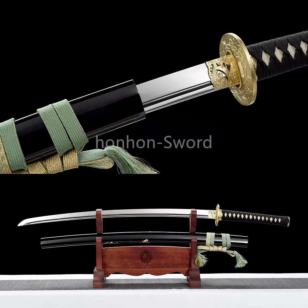 26inch L6 Steel Japanese Katana Samurai Sword Mirror Polished Brass Tsuba Full Tang For Battle