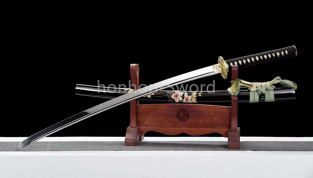 26inch L6 Steel Japanese Katana Samurai Sword Mirror Polished Brass Tsuba Full Tang For Battle