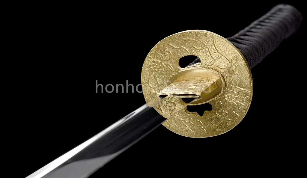 26inch L6 Steel Japanese Katana Samurai Sword Mirror Polished Brass Tsuba Full Tang For Battle