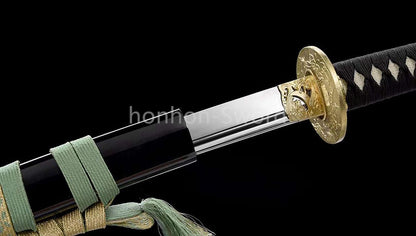 26inch L6 Steel Japanese Katana Samurai Sword Mirror Polished Brass Tsuba Full Tang For Battle