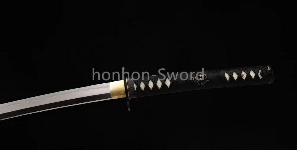 L6 Steel Clay Tempered Japanese Katana Samurai Sword 26inch Brass Tsuba Full Tang For Battle