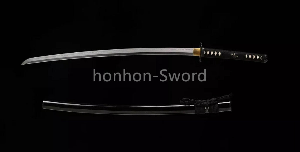 L6 Steel Clay Tempered Japanese Katana Samurai Sword 26inch Brass Tsuba Full Tang For Battle