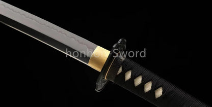 L6 Steel Clay Tempered Japanese Katana Samurai Sword 26inch Brass Tsuba Full Tang For Battle