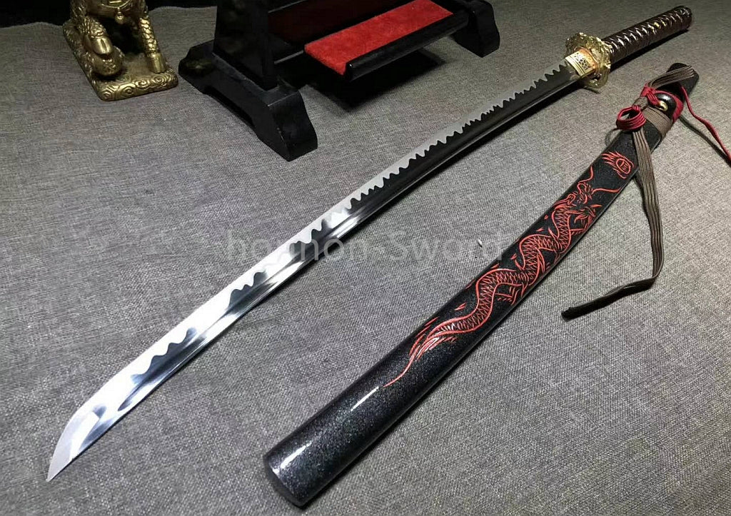 L6 Steel Clay Tempered Japanese Katana Shiage-Togi Samurai Sword 26inch Brass Tsuba Full Tang For Battle
