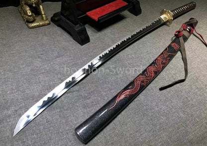 L6 Steel Clay Tempered Japanese Katana Shiage-Togi Samurai Sword 26inch Brass Tsuba Full Tang For Battle