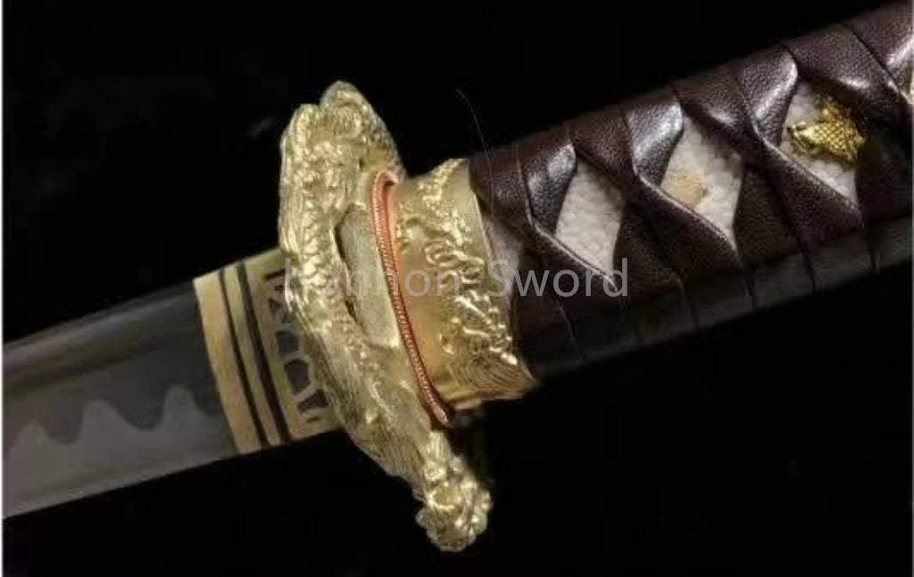 L6 Steel Clay Tempered Japanese Katana Shiage-Togi Samurai Sword 26inch Brass Tsuba Full Tang For Battle