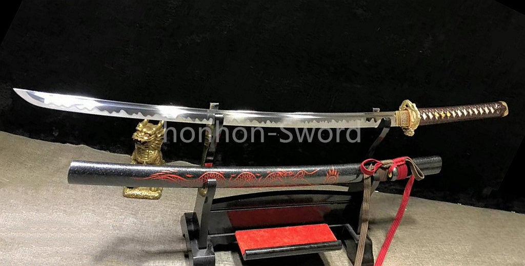 L6 Steel Clay Tempered Japanese Katana Shiage-Togi Samurai Sword 26inch Brass Tsuba Full Tang For Battle