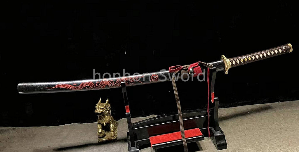 L6 Steel Clay Tempered Japanese Katana Shiage-Togi Samurai Sword 26inch Brass Tsuba Full Tang For Battle